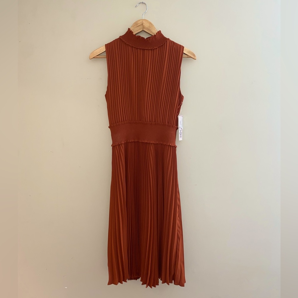 Burnt orange high neck dress